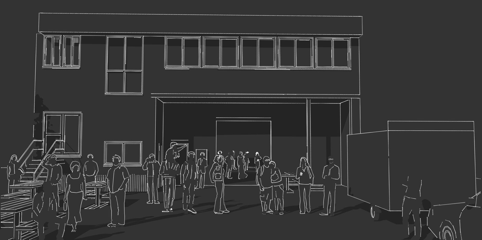 Brewery, Brookvale NSW, line drawing