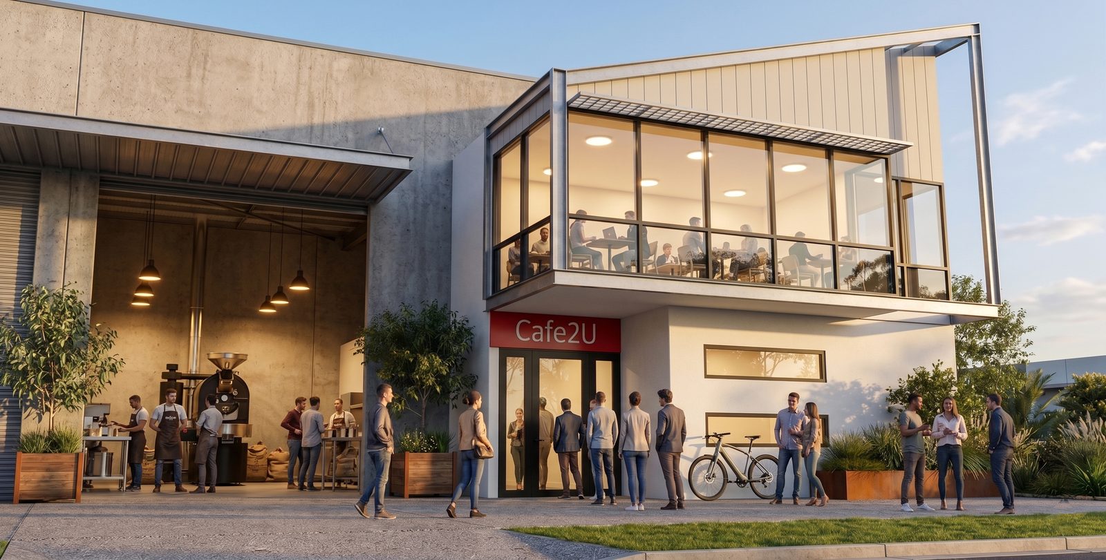 Cafe and coffee roastery, Emu Plains NSW, render
