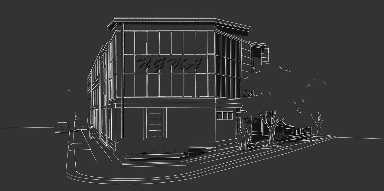 Automotive Workshop, Matraville NSW, line drawing