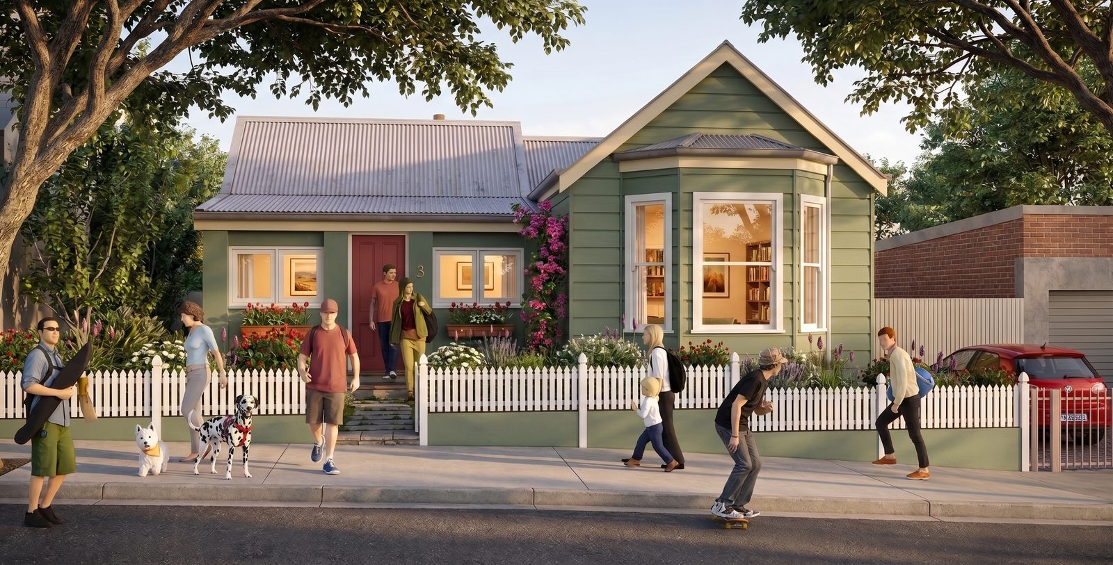 Duplex (Heritage), Forest Lodge NSW, render