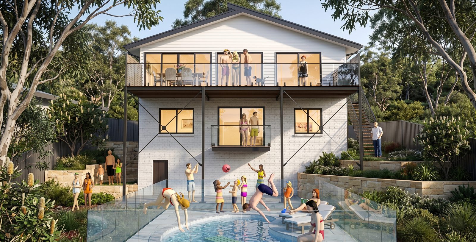 Killarney Heights NSW Balconies & swimming pool addition, render