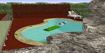 Building Certificate: Forestville NSW Swimming Pool Deck Plan view, render