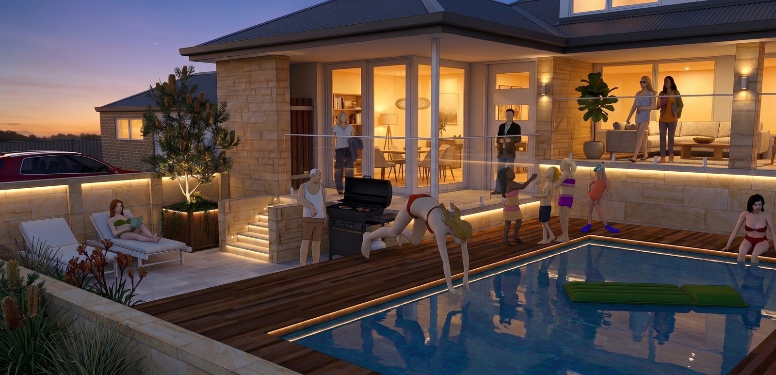 Frenchs Forest NSW Entry gate, swimming pool & façade alterations, render
