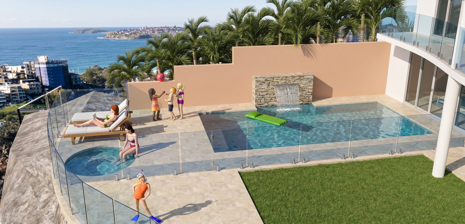 Queenscliff NSW Pool deck & spa alterations & additions, render