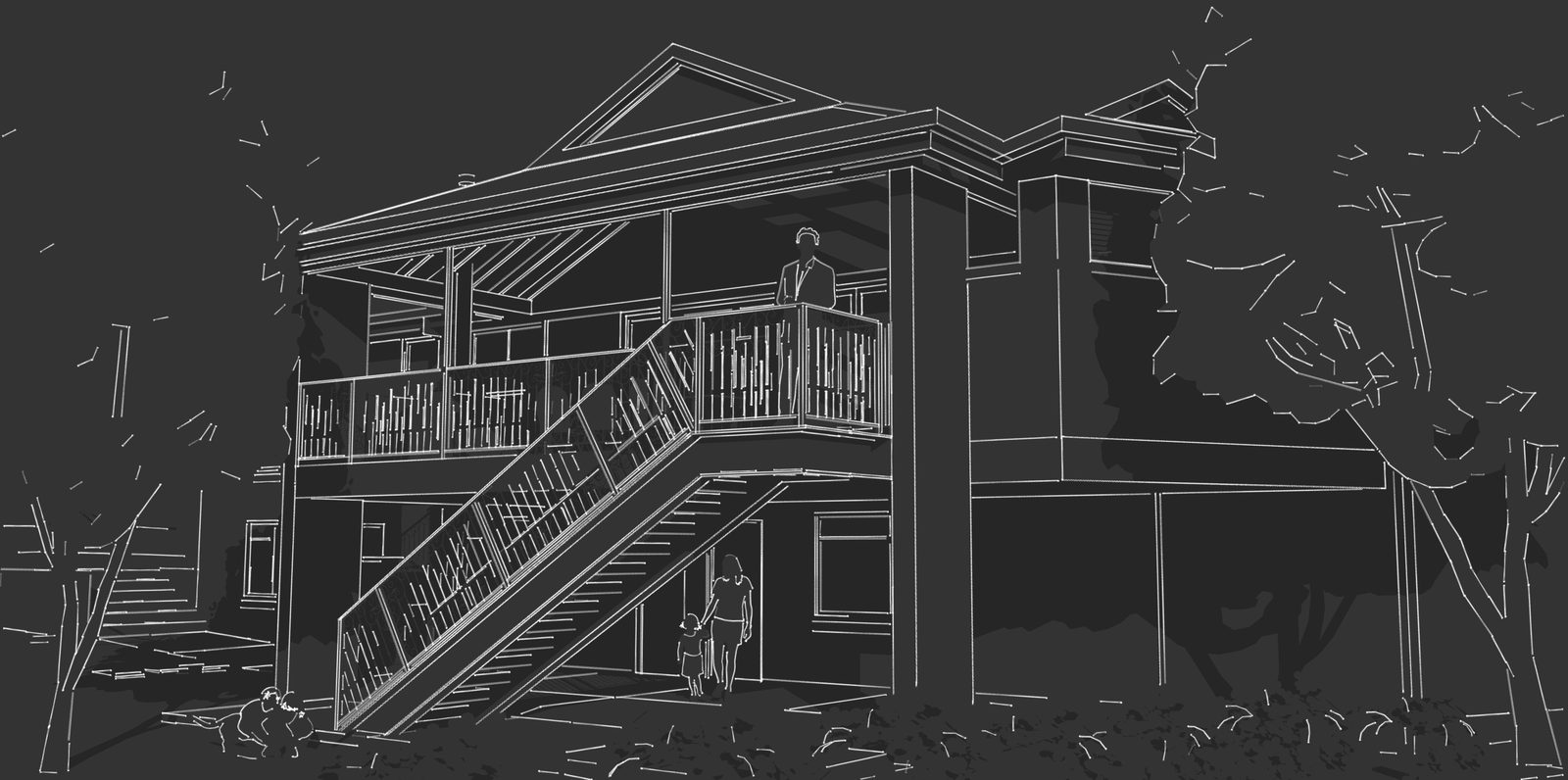 Beecroft NSW Rear balcony alterations and additions, line drawing