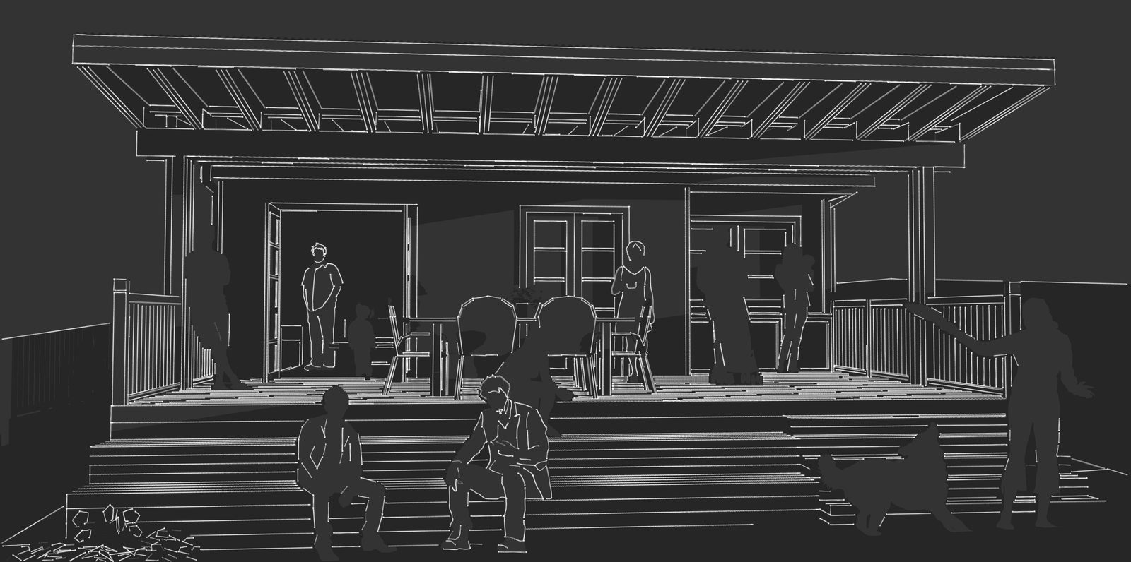 Freshwater NSW Covered deck addition, line drawing